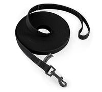 Wolfone Laisse de Dressage pour Chien, Noir 12m | Imperméable, Robuste, Résistante à la Saleté et aux Odeurs, Pour Petit, Moyen et Grand Chien