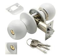 WOLFPACK 3030610 Bouton de porte avec serrure des deux côtés et clés, Blanc