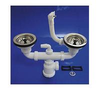 WOLFPACK 4110505 Siphon Double avec Trop Plein T-44CR% 2F2 avec 1 Panier 1 Bonde