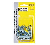 Wolfpack 6175060 Lot de 15 pitons en acier 4/20 x 80 mm