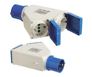 WOLFPACK 73114 Adaptateur Industrielle Double schuko 2P cetac-con couvercle