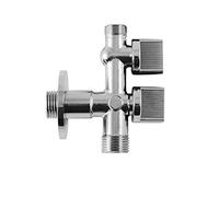 WOLFPACK querre double sortie (1/2" x 3/4" x 3/8") en laiton Chrome, modèle 4020005, valve 3 ports, NPT 19 mm, bronze