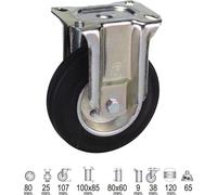 WOLFPACK LINEA PROFESIONAL 11110020 Rouleau industriel en caoutchouc noir Fixe 80 mm
