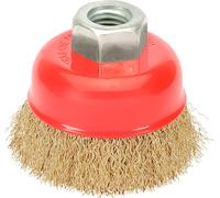 WOLFPACK LINEA PROFESIONAL - Brosse boisseau avec fil métallique De Acier revêtu de laiton Filetage M14, Ø 65 mm. Fil de Ø 0,30 mm.