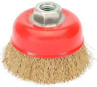 WOLFPACK LINEA PROFESIONAL - Brosse boisseau avec fil métallique De Acier revêtu de laiton Filetage M14, Ø 120 mm. Fil de Ø 0,30 mm.