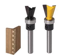 Wolfride Lot de 2 fraises à queue d'aronde de 6,35 mm avec roulement pour fraise à bois