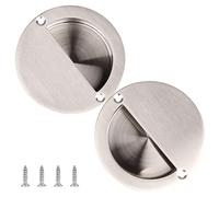 Wolfride Lot de 2 poignées de porte encastrées rondes en acier inoxydable pour portes d'armoires, 90 mm