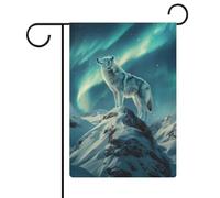 Wolfs Northern Light Vigil Drapeaux de jardin double face pour décoration de Noël 12,6 pouces × 18,5 pouces