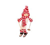 Wolfsset Ensemble de 2 pièces de Noël en bois - Poupée de ski - Poupée pour enfants - Mini poupée - Pendentif d'arbre de Noël - 1 pièce - Animal de la forêt (E, taille unique)