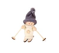 Wolfsset Ensemble de 2 pièces de Noël en bois - Poupée de ski - Poupée pour enfants - Mini poupée - Pendentif d'arbre de Noël - 1 pièce - Animal de la forêt (B, taille unique)