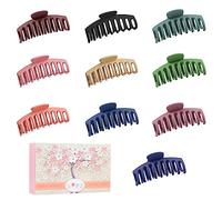Wolfway Lot de 10 grandes pinces à cheveux de 10,9 cm pour femmes et filles, pinces à cheveux mates pour cheveux épais, forte tenue vintage des années 90 (crème, beige, kaki, marron foncé) (Multi-10)