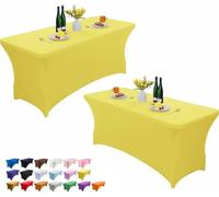 Wolfway Lot de 2 housses de table extensibles en spandex de 6 pieds (1,8 m), lavables et résistantes aux plis, housses de table en spandex ajustées pour cuisine, table rectangulaire pour fête, banquet