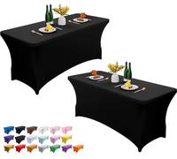 Wolfway Lot de 2 housses de table extensibles en spandex de 6 pieds (1,8 m), lavables et résistantes aux plis, housses de table en spandex ajustées pour cuisine, table rectangulaire pour fête, banquet