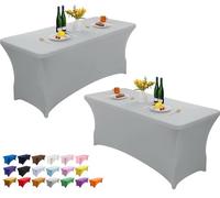 Wolfway Lot de 2 nappes de table extensibles en élasthanne, lavables et infroissables pour cuisine, table rectangulaire pour fête, banquet, mariage, cocktail et festival