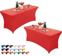 Wolfway Lot de 2 nappes de table extensibles rectangulaires en élasthanne lavables et résistantes aux plis pour cuisine - Nappe de table ajustée pour fête, banquet, mariages, cocktail et festival, 1,2