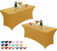 Wolfway Lot de 2 nappes de table rectangulaires en élasthanne extensible lavable et infroissable pour fête, banquet, mariage, cocktail et festival 1,2 m