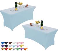 Wolfway Lot de 2 nappes de table rectangulaires en élasthanne extensible lavable et infroissable pour fête, banquet, mariage, cocktail et festival 1,2 m