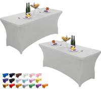 Wolfway Lot de 2 nappes de table rectangulaires extensibles en élasthanne de 1,8 m, lavables et infroissables, pour fête, banquet, mariage, cocktail et festival