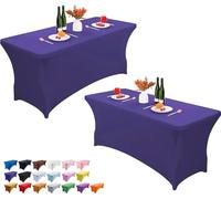 Wolfway Lot de 2 nappes de table rectangulaires extensibles en élasthanne de 1,8 m, lavables et infroissables, pour fête, banquet, mariage, cocktail et festival