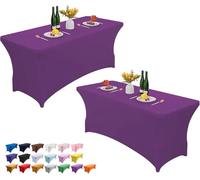 Wolfway Lot de 2 nappes de table rectangulaires extensibles en élasthanne de 1,8 m, lavables et infroissables, pour fête, banquet, mariage, cocktail et festival