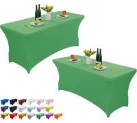 Wolfway Lot de 2 nappes de table rectangulaires extensibles en élasthanne de 1,8 m, lavables et infroissables, pour fête, banquet, mariage, cocktail et festival