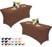 Wolfway Lot de 2 nappes de table rectangulaires extensibles en élasthanne de 2,4 m, lavables et infroissables, pour fête, banquet, mariage, cocktail et festival