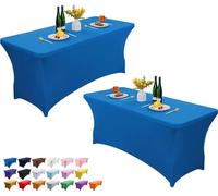 Wolfway Lot de 2 nappes de table rectangulaires extensibles en élasthanne de 2,4 m, lavables et infroissables, pour fête, banquet, mariage, cocktail et festival