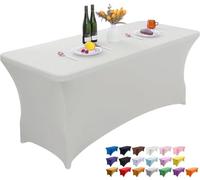 Wolfway - Nappe de table extensible rectangulaire en élasthanne de 1,8 m, blanc cassé, lavable et résistante aux plis, pour cuisine, adaptée pour fête, banquet, mariage, cocktail et festival