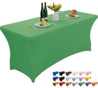 Wolfway - Nappe de table extensible rectangulaire en élasthanne vert émeraude de 1,2 m, lavable et résistante aux plis, pour cuisine, fête, banquet, mariage, cocktail et festival