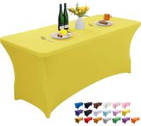 Wolfway Nappe de table rectangulaire en élasthanne extensible lavable et infroissable pour fête, banquet, mariage, cocktail et festival Jaune vif 1,2 m