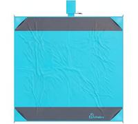 WolfWise Grande couverture de plage 200 x 205 cm, résistante au sable et imperméable, ultra légère, sans sable pour 4 personnes, avec 4 sacs de sable et 4 piquets, couverture de pique-nique portable