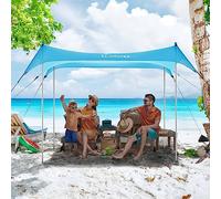 WolfWise Protection Solaire UPF50+ avec Pelle à Sable, Tente de Plage Familiale de 2.3 x 2.3 m, pour 2-6 Personnes, Facile à Installer, Imperméable et Résistante au Vent, Bleue, Large