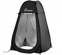 WolfWise Tente de Douche Pop Up Toilette Cabinet de Changement Camping Abri de Plein Air Vestiaire Extérieure Intérieure Portable, Largeur 47" (120cm),Hauteur 75" (190cm),Noir avec revêtement argenté