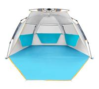 WolfwiseTente de Plage Déployable 3-4 Personnes UPF 50+, Abri Solaire Portable Instantané, Coquille avec Porche étendu à Fermeture éclair, 215×115x125cm(85 x45x49 in), Bleu