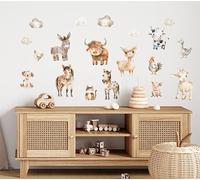 wolga-kreativ Sticker mural autocollant pour chambre d'enfant - Motif animaux de la ferme avec 19 motifs : cheval, vache, âne, poulet