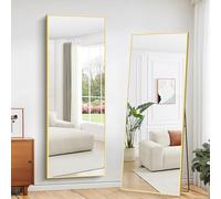 WOLIBEER Grand Miroir sur Pied 179 x 65 cm, Miroir en Pleine Longueur avec Cadre en Aluminium Doré, Miroir Mural Rectangulaire pour Chambre à Coucher Salon Salle de Sport Couloir