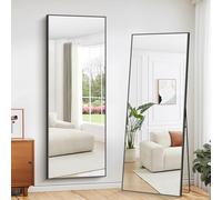 WOLIBEER Grand Miroir sur Pied 179 x 65 cm, Miroir en Pleine Longueur avec Cadre en Aluminium Noir Miroir Mural Rectangulaire pour Chambre à Coucher Salon Salle de Sport Couloir