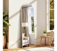 WOLIBEER Miroir sur Pied 150 x 40 cm, Grand Miroir Arqué en Pleine Longueur avec Cadre en Aluminium Doré, Miroir Mural sur Pied pour Salle de Bain, Chambre à Coucher, Entrée, Couloir, Vanité