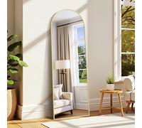 WOLIBEER Miroir sur Pied 161 x 52 cm, Grand Miroir Arqué en Pleine Longueur avec Cadre en Aluminium Noir, Miroir Mural sur Pied pour Salle de Bain, Chambre à Coucher, Entrée, Couloir, Vanité