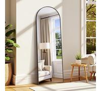 WOLIBEER Miroir sur Pied 161 x 52 cm, Grand Miroir Arqué en Pleine Longueur avec Cadre en Aluminium Noir, Miroir Mural sur Pied pour Salle de Bain, Chambre à Coucher, Entrée, Couloir, Vanité