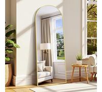 WOLIBEER Miroir sur Pied 165 x 60 cm, Grand Miroir Arqué en Pleine Longueur avec Cadre en Aluminium Doré, Miroir Mural sur Pied pour Salle de Bain, Chambre à Coucher, Entrée, Couloir, Vanité