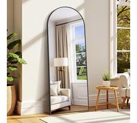 WOLIBEER Miroir sur Pied 165 x 60 cm, Grand Miroir Arqué en Pleine Longueur avec Cadre en Aluminium Noir, Miroir Mural sur Pied pour Salle de Bain, Chambre à Coucher, Entrée, Couloir, Vanité