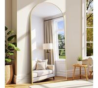 WOLIBEER Miroir sur Pied 192 x 85 cm, Grand Miroir Arqué en Pleine Longueur avec Cadre en Aluminium Doré, Miroir Mural sur Pied pour Salle de Bain, Chambre à Coucher, Entrée, Couloir, Vanité