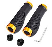 Wolike Poignées de guidon de vélo ergonomiques, verrouillage des 2 côtés, poignée antidérapante en caoutchouc TPR, poignées de vélo pour VTT, BMX, montagne, descente, vélos urbains, scooter (doré)
