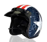Woljay 3/4 Jet Open Casque, Casque de moto Scooter Bleu + Blanc Graphique Star (L)