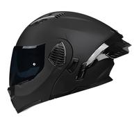 Woljay Casque de Moto intégral Rabattable à Double visière intégré pour Adultes Hommes Femmes Course de Rue cyclomoteur approuvé Dot ECE (Matte Black-Smoke Visor,Small)