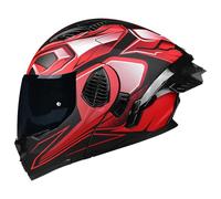 Woljay Casque de Moto intégral Rabattable à Double visière intégré pour Adultes Hommes Femmes Course de Rue cyclomoteur approuvé Dot ECE (Red-Smoke Visor,Medium)
