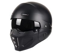 Woljay Casque Visage Ouvert Casque intégral du Visage Casques modulaires Moto pour Unisex-Adulte Rue vélo croiseur Trottinette Approuvé par Le Dot/ECE (Noir Mat,XXL)