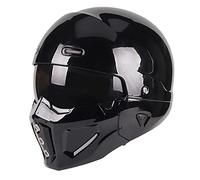 Woljay Casque Visage Ouvert Casque intégral du Visage Casques modulaires Moto pour Unisex-Adulte Rue vélo croiseur Trottinette Approuvé par Le Dot/ECE (Noir Brillant,M)