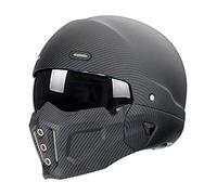 Woljay Casque Visage Ouvert Casque intégral du Visage Casques modulaires Moto pour Unisex-Adulte Rue vélo croiseur Trottinette Approuvé par Le Dot/ECE (Matte Carbon Fiber,M)